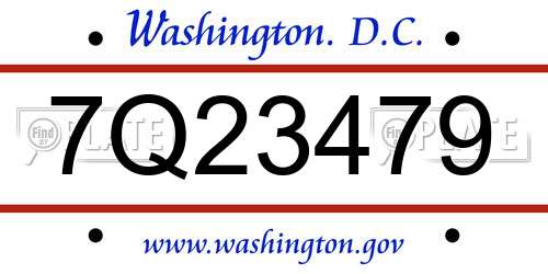 7Q23479 District Of Columbia License Plate