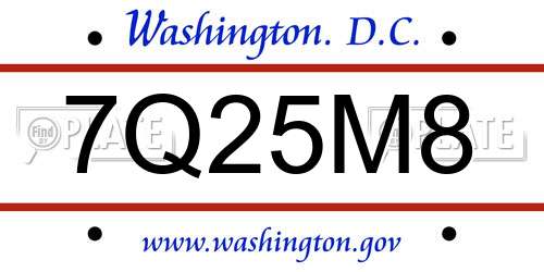 7Q25M8 District Of Columbia License Plate