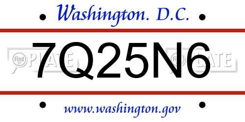 7Q25N6 District Of Columbia License Plate