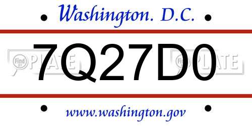 7Q27D0 District Of Columbia License Plate