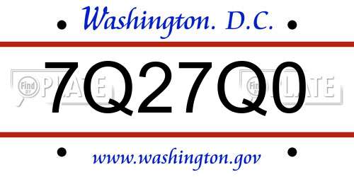 7Q27Q0 District Of Columbia License Plate