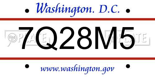 7Q28M5 District Of Columbia License Plate