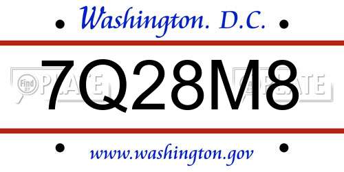 7Q28M8 District Of Columbia License Plate