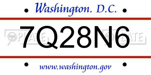 7Q28N6 District Of Columbia License Plate