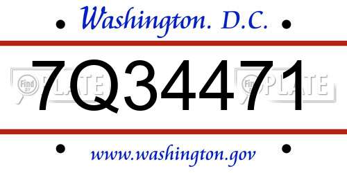 7Q34471 District Of Columbia License Plate