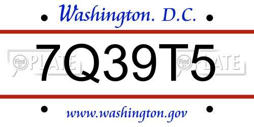 7Q39T5 District Of Columbia License Plate