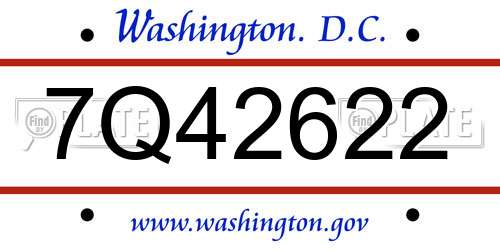 7Q42622 District Of Columbia License Plate