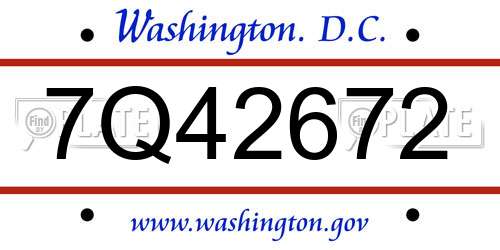 7Q42672 District Of Columbia License Plate
