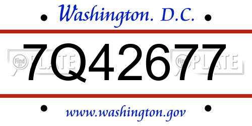7Q42677 District Of Columbia License Plate