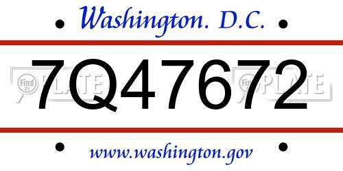 7Q47672 District Of Columbia License Plate