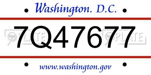 7Q47677 District Of Columbia License Plate
