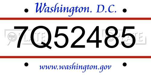7Q52485 District Of Columbia License Plate