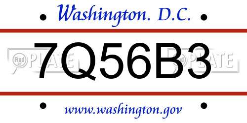 7Q56B3 District Of Columbia License Plate