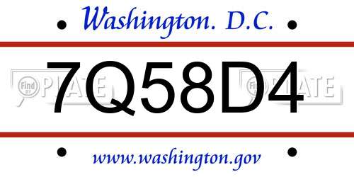 7Q58D4 District Of Columbia License Plate