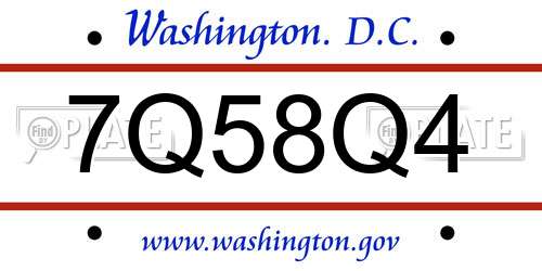 7Q58Q4 District Of Columbia License Plate