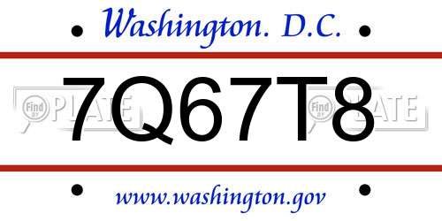 7Q67T8 District Of Columbia License Plate