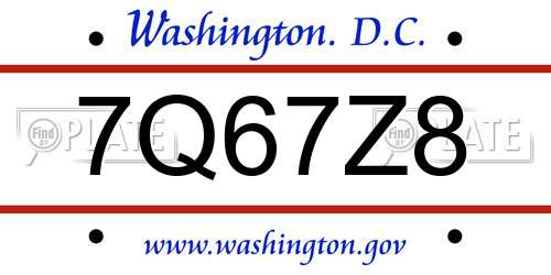 7Q67Z8 District Of Columbia License Plate