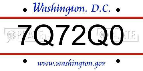 7Q72Q0 District Of Columbia License Plate