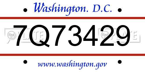 7Q73429 District Of Columbia License Plate
