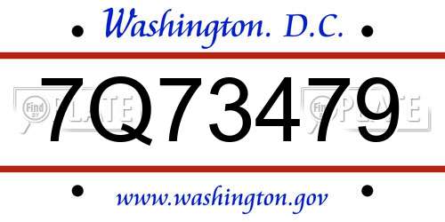 7Q73479 District Of Columbia License Plate