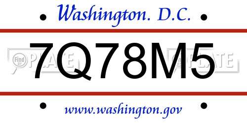 7Q78M5 District Of Columbia License Plate
