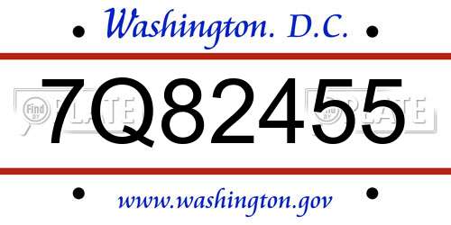 7Q82455 District Of Columbia License Plate