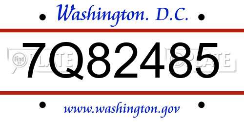 7Q82485 District Of Columbia License Plate