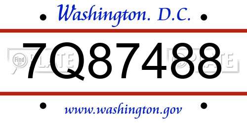 7Q87488 District Of Columbia License Plate