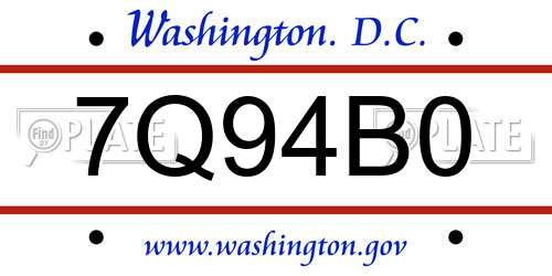 7Q94B0 District Of Columbia License Plate