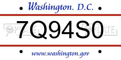 7Q94S0 District Of Columbia License Plate