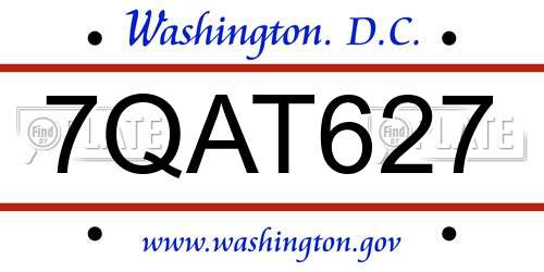 7QAT627 District Of Columbia License Plate