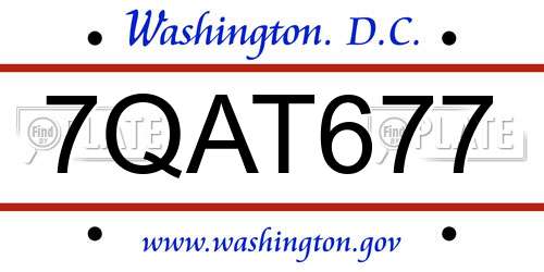 7QAT677 District Of Columbia License Plate
