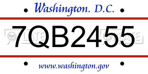 7QB2455 District Of Columbia License Plate