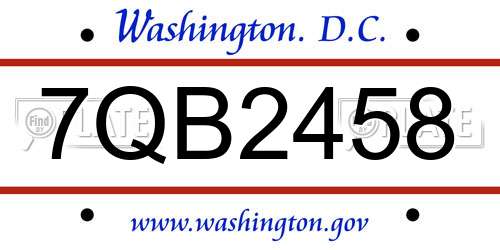 7QB2458 District Of Columbia License Plate