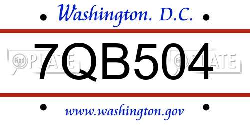 7QB504 District Of Columbia License Plate