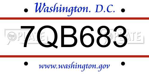 7QB683 District Of Columbia License Plate