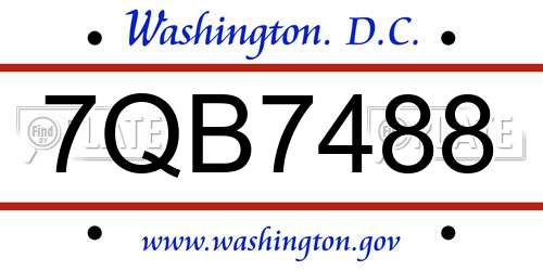 7QB7488 District Of Columbia License Plate