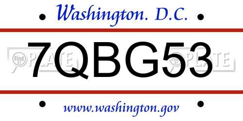 7QBG53 District Of Columbia License Plate