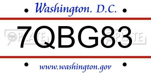 7QBG83 District Of Columbia License Plate