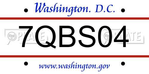 7QBS04 District Of Columbia License Plate