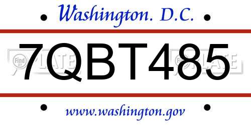 7QBT485 District Of Columbia License Plate