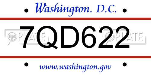 7QD622 District Of Columbia License Plate