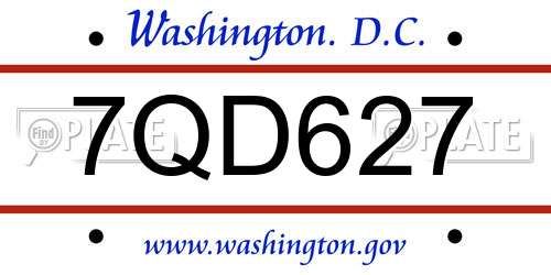 7QD627 District Of Columbia License Plate