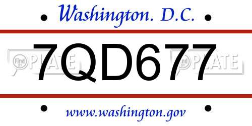 7QD677 District Of Columbia License Plate