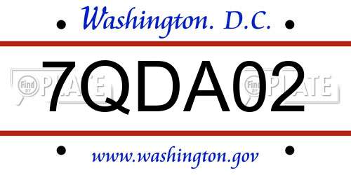 7QDA02 District Of Columbia License Plate