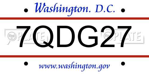7QDG27 District Of Columbia License Plate