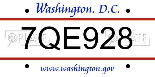 7QE928 District Of Columbia License Plate