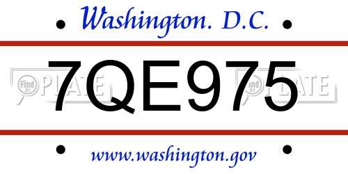 7QE975 District Of Columbia License Plate