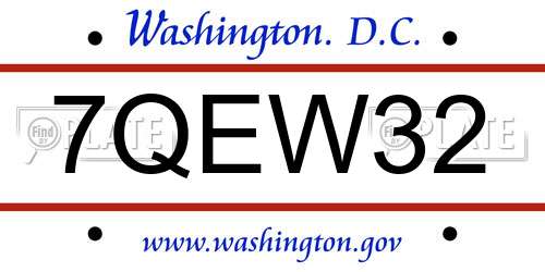 7QEW32 District Of Columbia License Plate