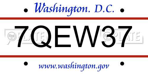 7QEW37 District Of Columbia License Plate